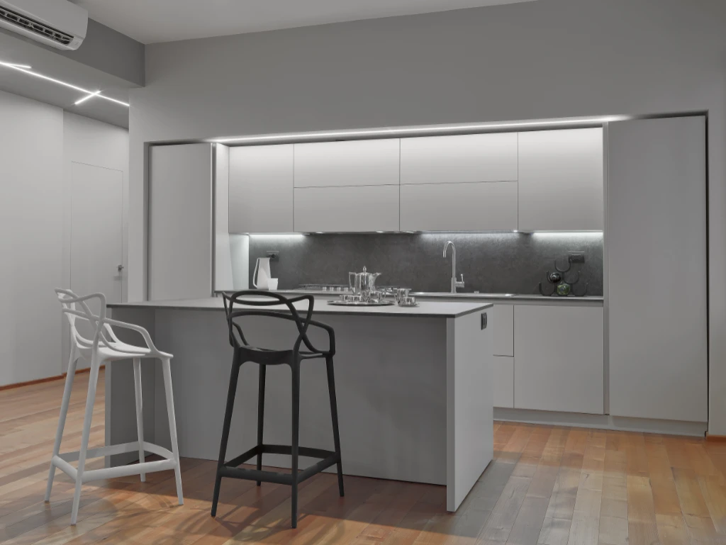 reformas integrales en Sant Boi - COCINA RENOVADA DE MADERA Y SILESTONE